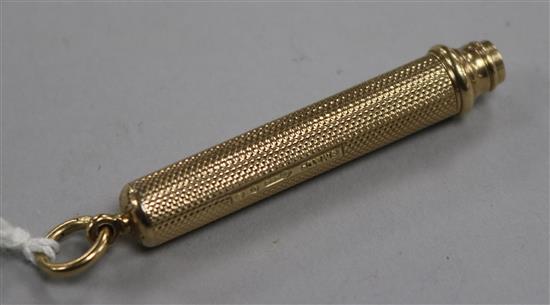 A 1920s engine turned 9ct gold overlaid propelling pencil by Sampson Mordan & Co.